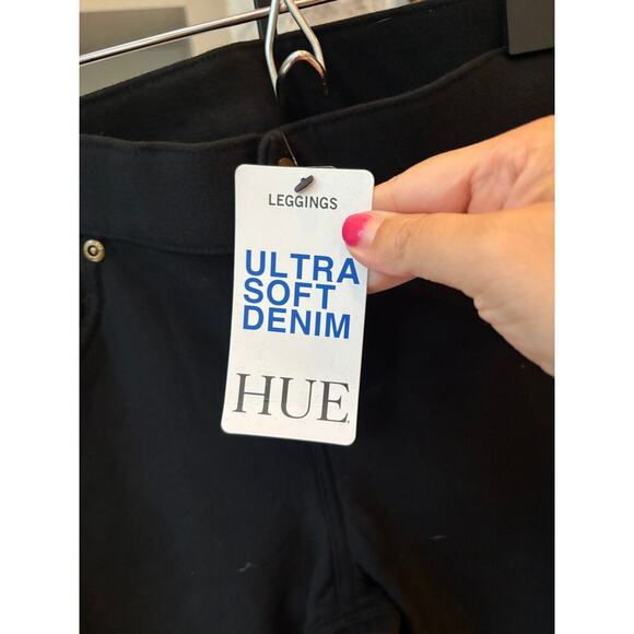 HUE Women's Black Ultra Soft Fleece Lined Denim Leggings Size S - Picture 7 of 8